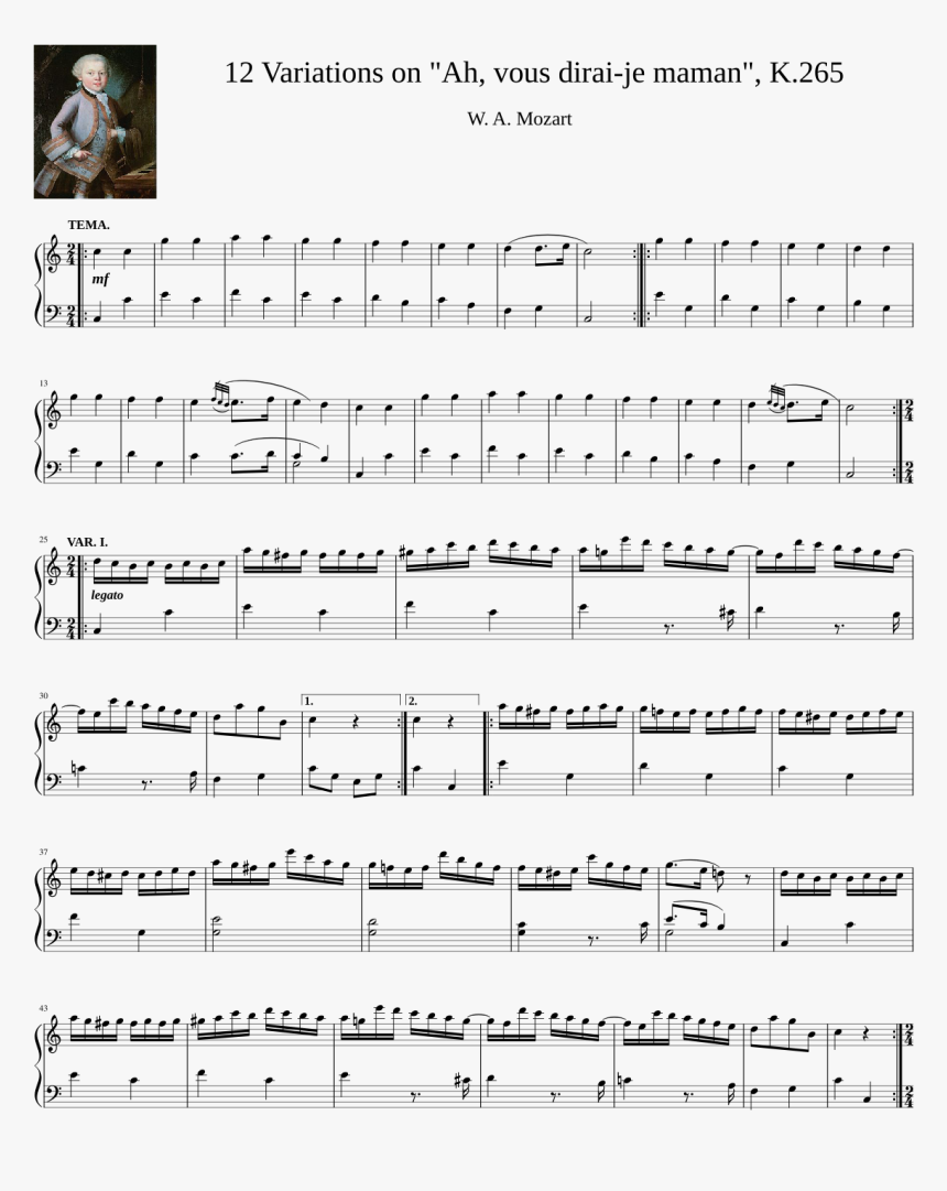 Transparent Twinkle Twinkle Little Star Png - 12 Variations Mozart, Png Download