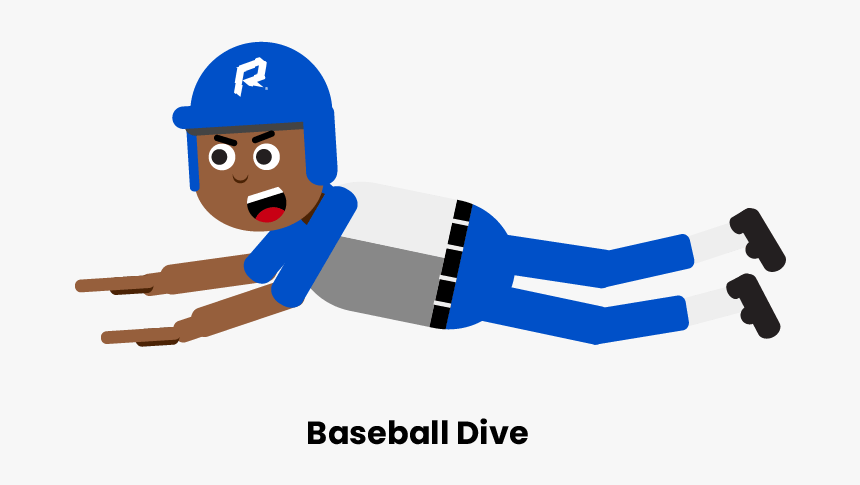 Baseball Dive - Cartoon, HD Png Download
