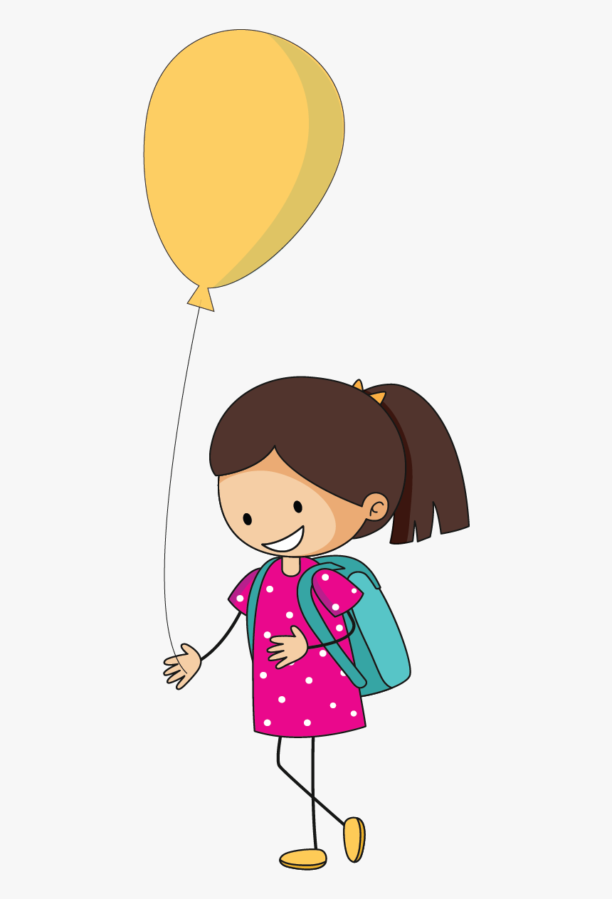 Girlwithballoon-13 - Cartoon, HD Png Download