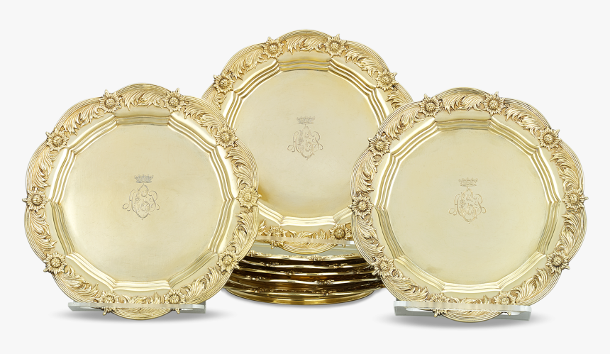 Royal Chrysanthemum Silver Gilt Salad Plates By Tiffany - Serving Tray, HD Png Download