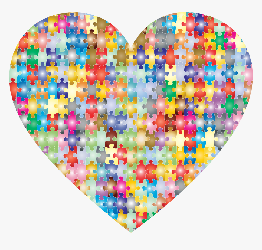 Transparent Volunteers Clipart - Colourful Puzzle Piece Heart, HD Png Download