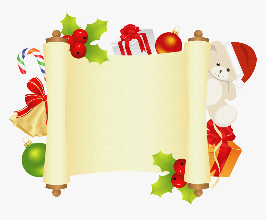 Imágenes De Pergaminos De Navidad - Santa Christmas Border Clipart, HD Png Download