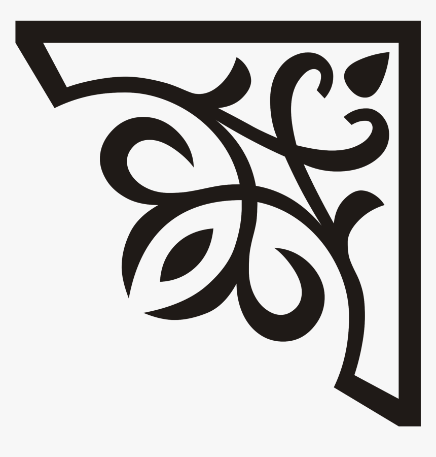 Corner Ornament Black Up Right - Corner Ornament Transparent Png, Png Download
