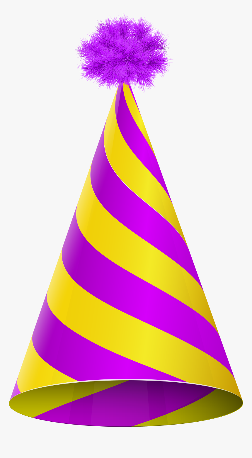 Party Hat Purple Yellow Transparent Clip Art Image - Transparent Background Party Hat Png, Png Download