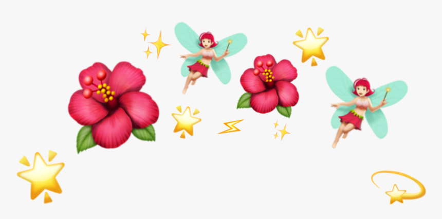 Flower Crown Fairy Star Shine Tumblr Cute Red Emoji - Flower Crown Emoji Png, Transparent Png