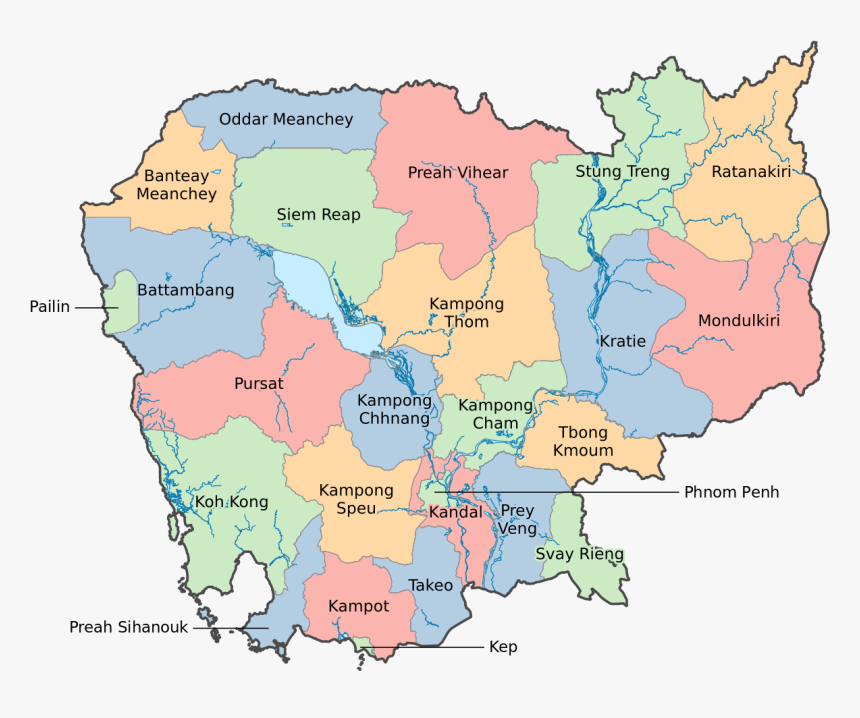 Map Of Cambodia 2018, HD Png Download