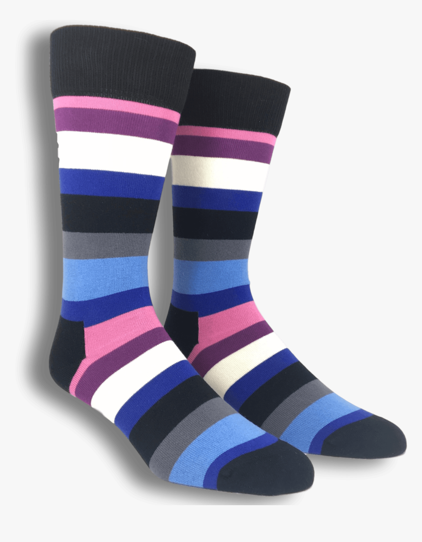 Black, Pink, And Blue Stripe Socks By Happy Socks - Hockey Sock, HD Png Download