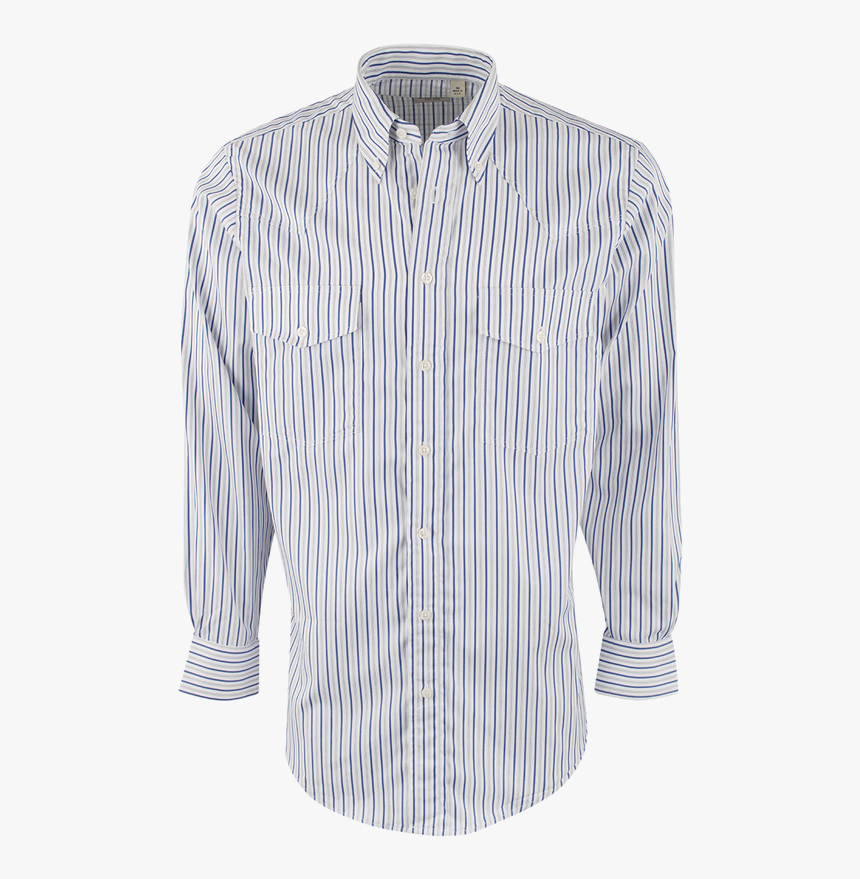 White With Gray And Blue Stripe Shirt - Formal Wear, HD Png Download