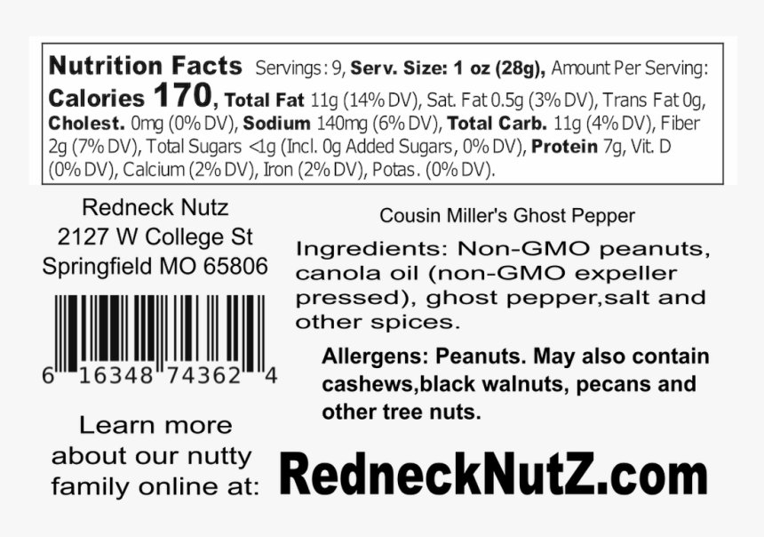 Cousin Miller S Ghost Pepper Peanuts Nutrition And - Especial Para El Desarrollo Agropecuario Feda, HD Png Download