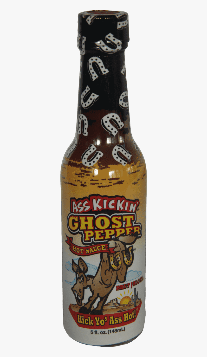 Ass Kickin’ Ghost Pepper Hot Sauce 148ml - Beer Bottle, HD Png Download