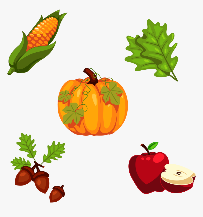 Thanksgiving Pumpkin Png - Cartoon Pumpkin With Leaves, Transparent Png