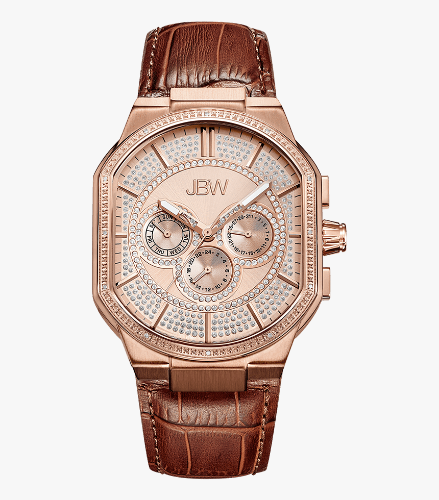 Jbw Orion J6342c Rosegold Brown Leather Diamond Watch - Jbw Orion, HD Png Download