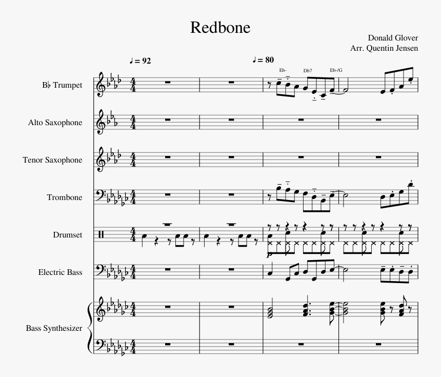 Transparent Donald Glover Png - Redbone Alto Sax Sheet Music, Png Download