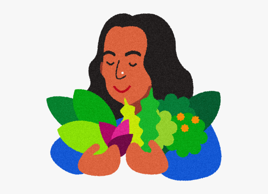 Illustrated Woman Smelling Fresh Leafy Greens - Illustration, HD Png Download