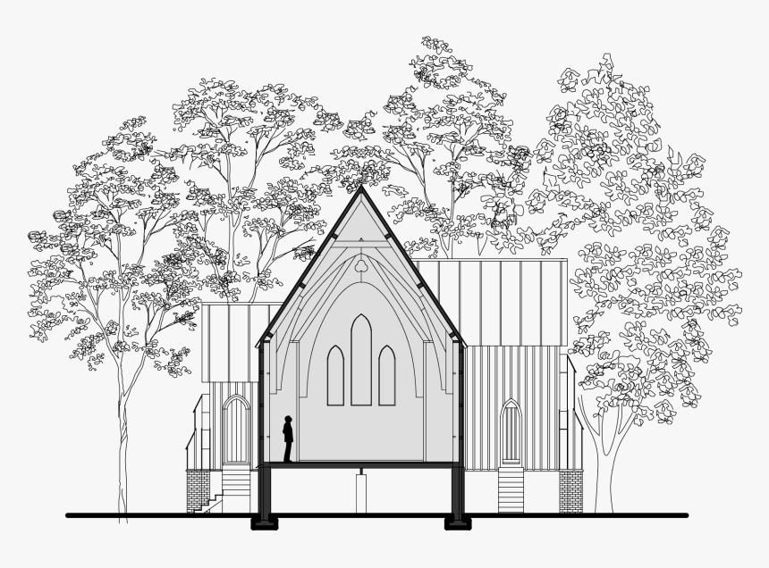 Rendering Of Church Cross-section - Sezione Marciapiede Dwg, HD Png Download