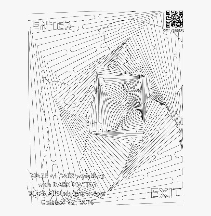 Coloring For Adults Maze Of Cats Wrestling Some Dark - Maze Adult, HD Png Download