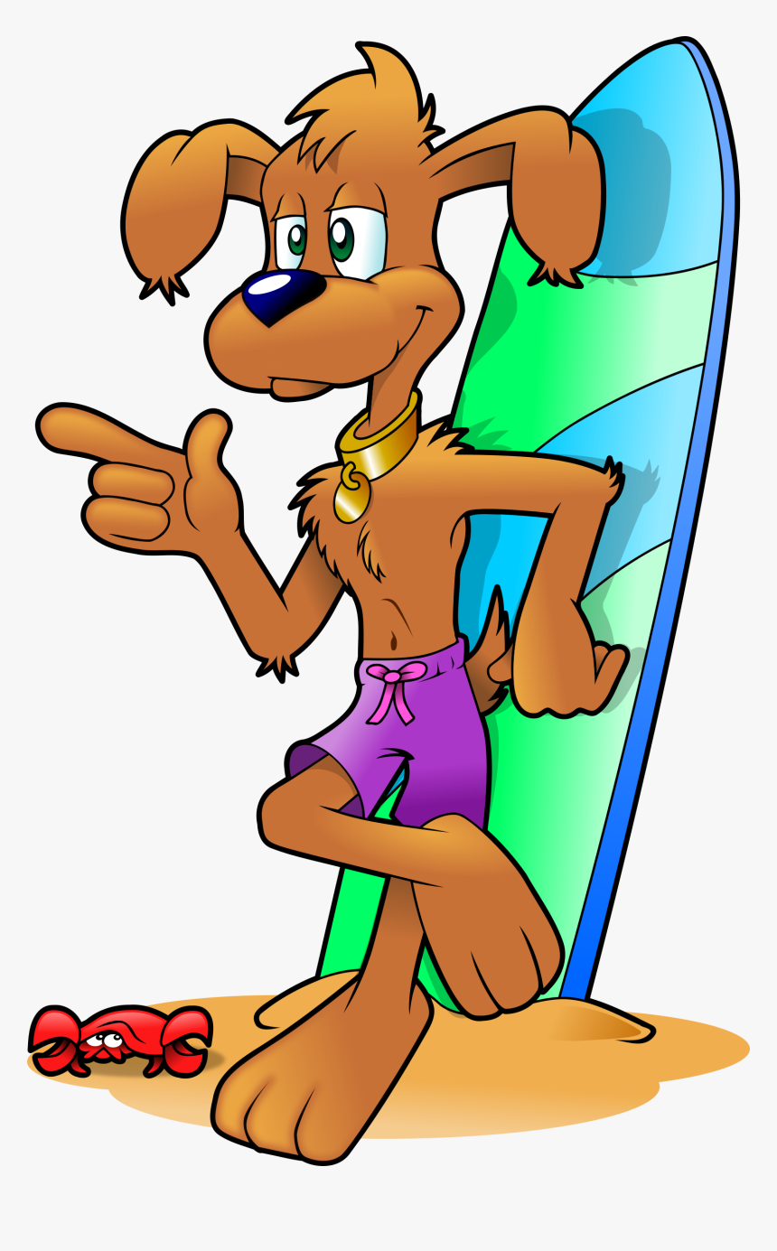 Dog Surfboard - Surfing Dog Clip Art, HD Png Download