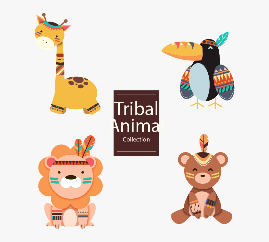 Transparent Tribe Clipart - Tribal Animals Cartoon Png, Png Download