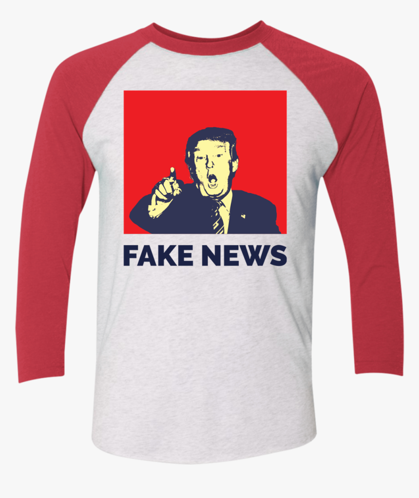 Fake Barcode Png -donald Trump Fake News Baseball Shirt - Long-sleeved T-shirt, Transparent Png