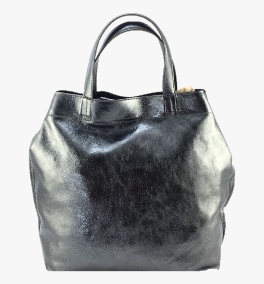 Double Button L020 Grey Metallic Tote Leather Shopping - Tote Bag, HD Png Download