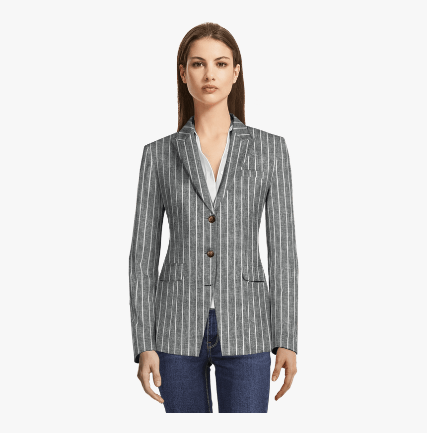 grey striped jacket