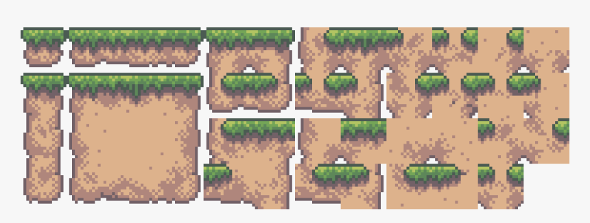Transparent Dirt Block Png - Grass And Dirt Tileset, Png Download