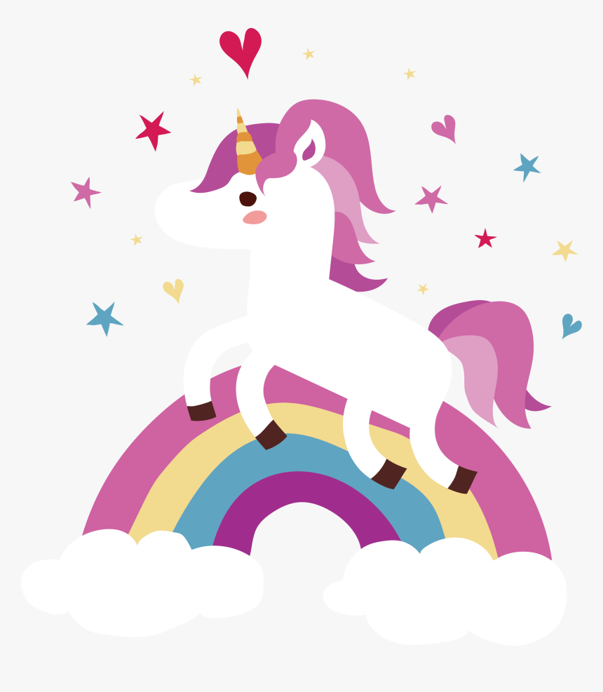 Unicorn Adobe Illustrator Computer File - Unicorn And Rainbow Png, Transparent Png