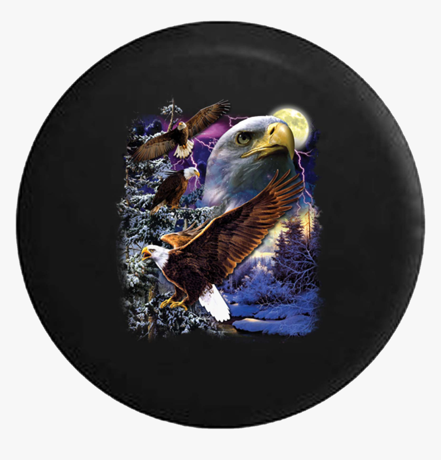 Jeep Wrangler Tire Cover With Bald Eagle Flying Around - Golden Eagle, HD Png Download