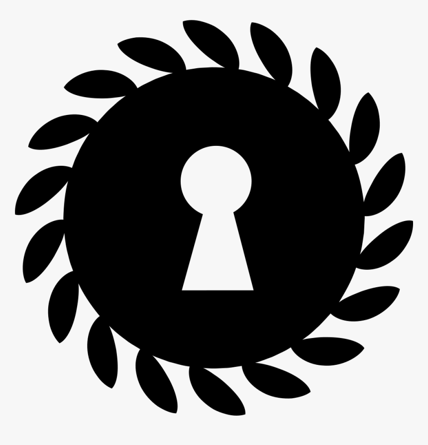 Keyhole Shape Inside A Circle With Leaves On The Border - Portable Network Graphics, HD Png Download