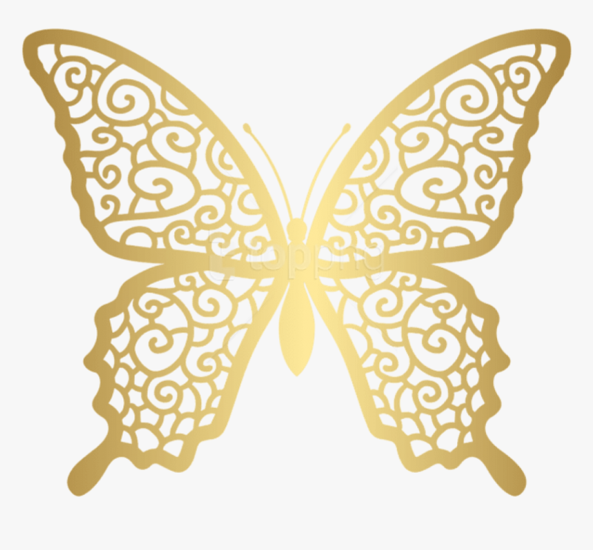 Download Decorative Free Gold Butterfly Clipart Free, HD Png Download