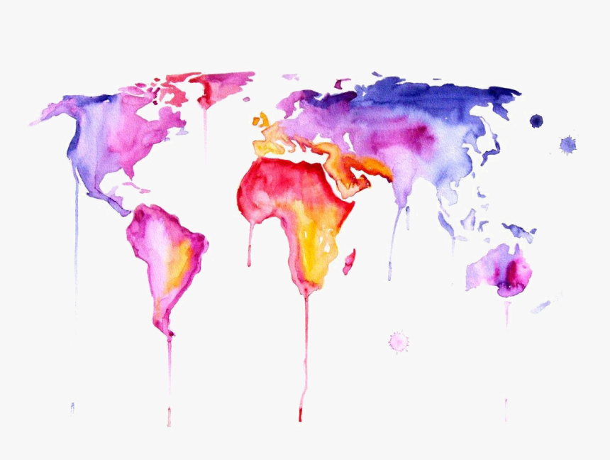 Abstract World Map Png Clipart - World Map Watercolor, Transparent Png