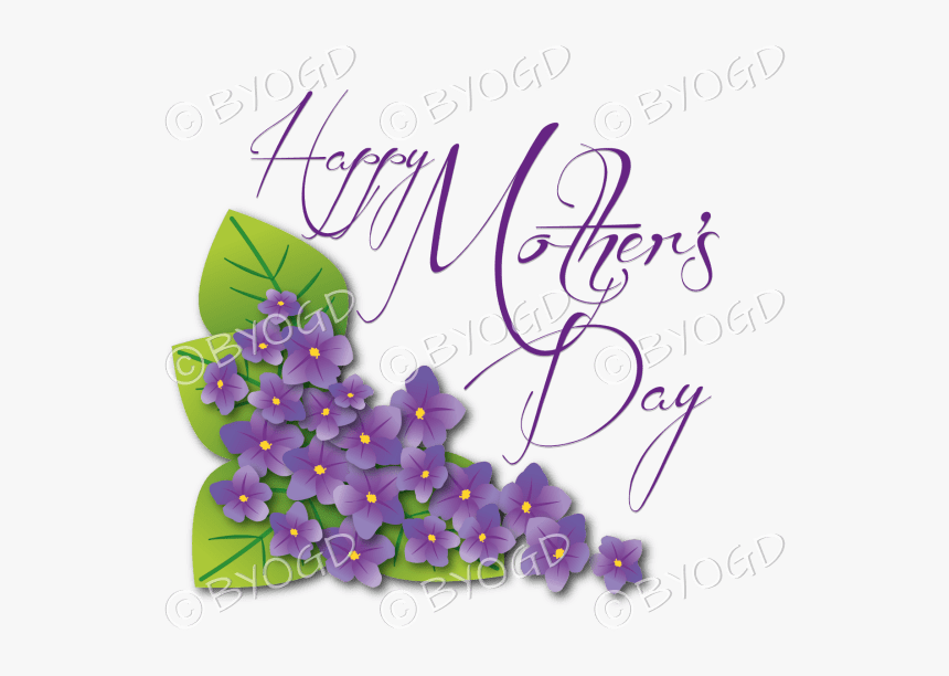 Happy Mother’s Day With Purple Violets - Happy Mothers Day With Violets, HD Png Download