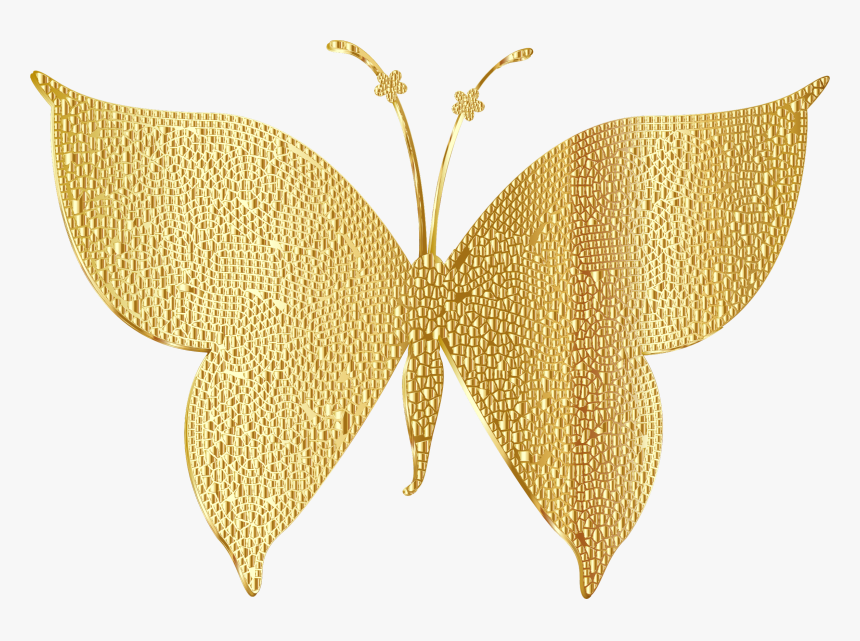 Gold Tiled Butterfly Clip Arts - Transparent Background Gold Butterfly Png, Png Download