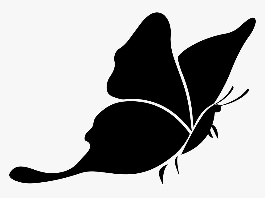Butterfly Silhouette 3 Icons Png - Silhouette Butterfly Clipart Black And White, Transparent Png