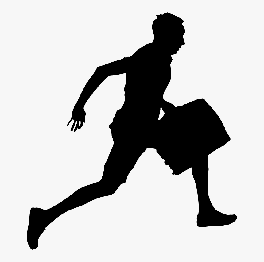 Man With Briefcase Png - Running Silhouette People Running, Transparent Png