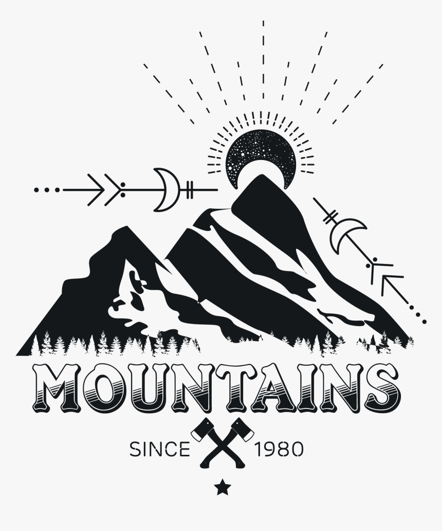 Mountain And Sun Free Vector, HD Png Download