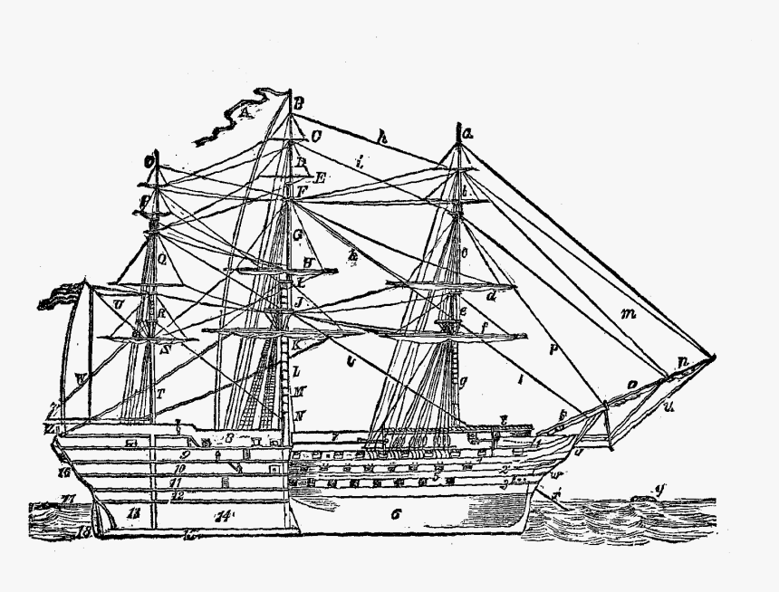 Digital Ship Clip Art Illustration - Transparent Vintage Ship Png, Png Download