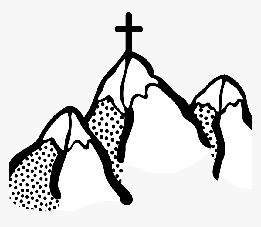 Lineart Clip Arts - Cross On Mountain Clip Art, HD Png Download