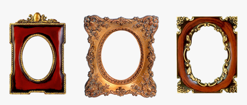 Frame, Carved, Oval, Gold, Design, Filigreed - Oval Picture Frame, HD Png Download