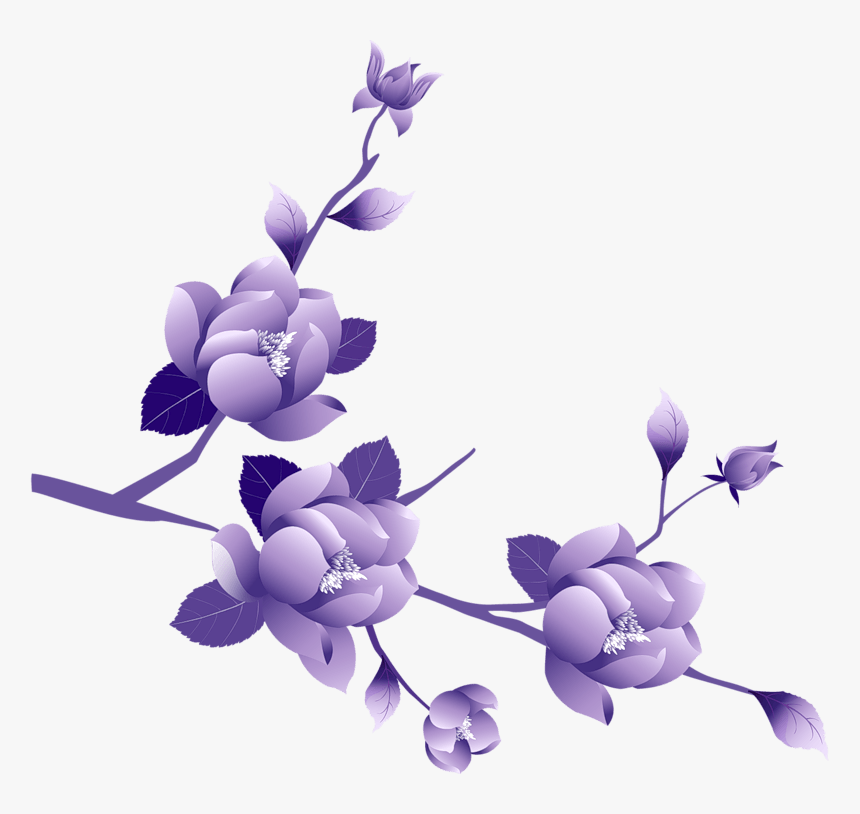 Free Flowers Image - Transparent Background Purple Flower Png, Png Download
