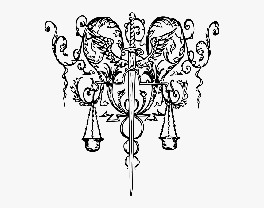 Clip Art Red Sword And Scales - Scale Of Justice And Sword, HD Png Download