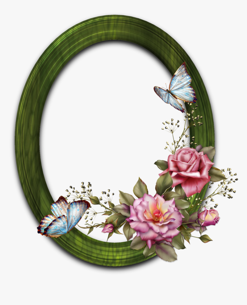 Rose Frame Png Round With Butterfly And Wooden Frame - Happy B Day Guru Ji, Transparent Png