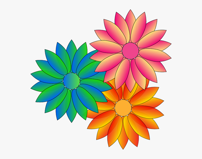 Multi Coloured Daisies Svg Clip Arts - Cartoon Butterflies And Flowers, HD Png Download