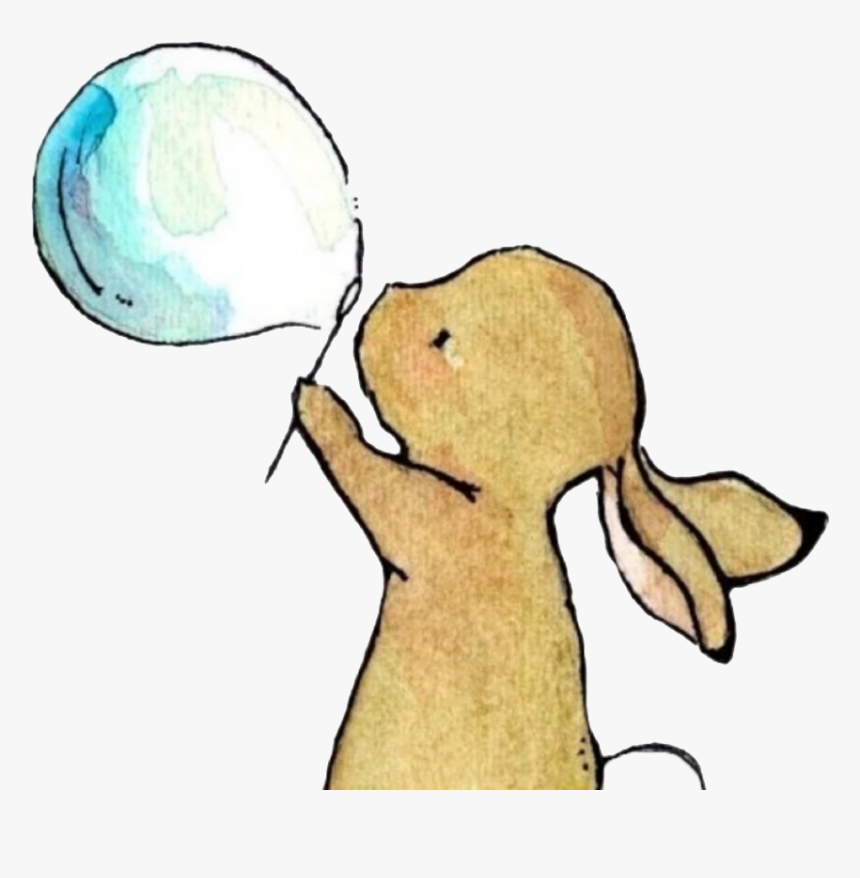 Rabbit Drawing Illustration - Animal Blowing Bubbles Drawing, HD Png Download