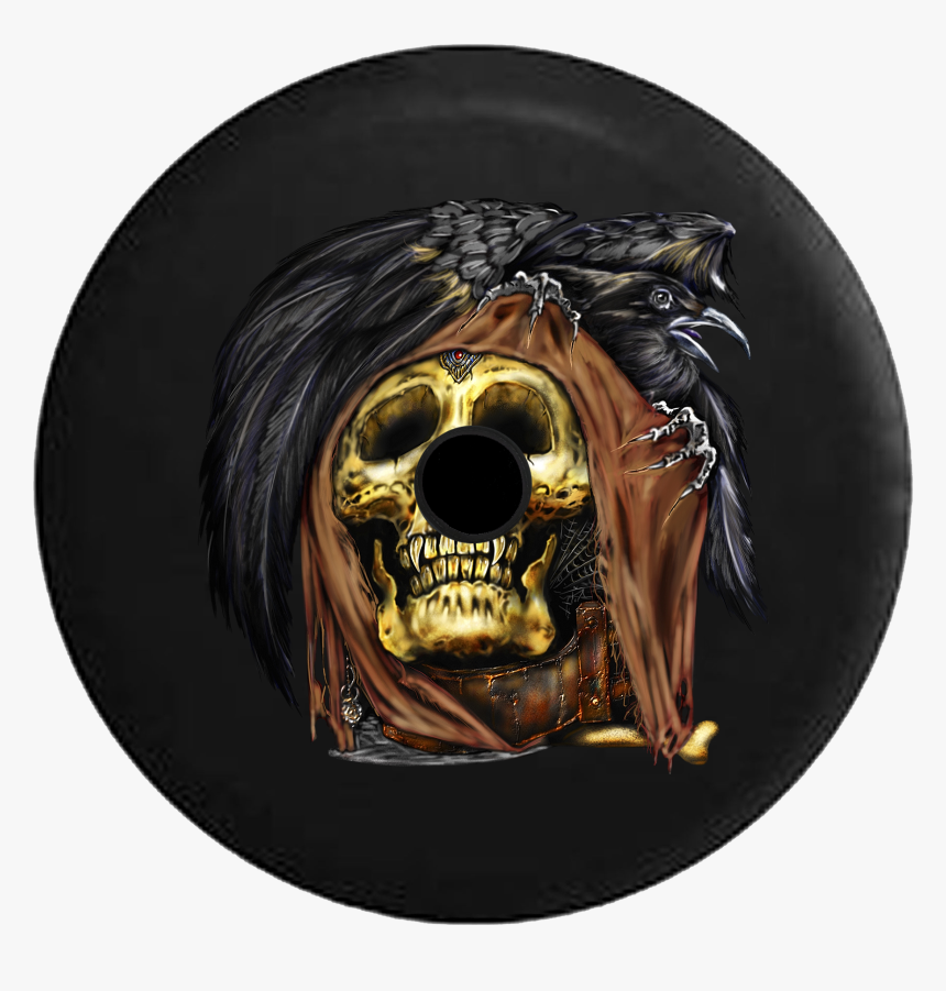 Jeep Wrangler Jl Backup Camera Day Black Crow On Haunted - Skull, HD Png Download
