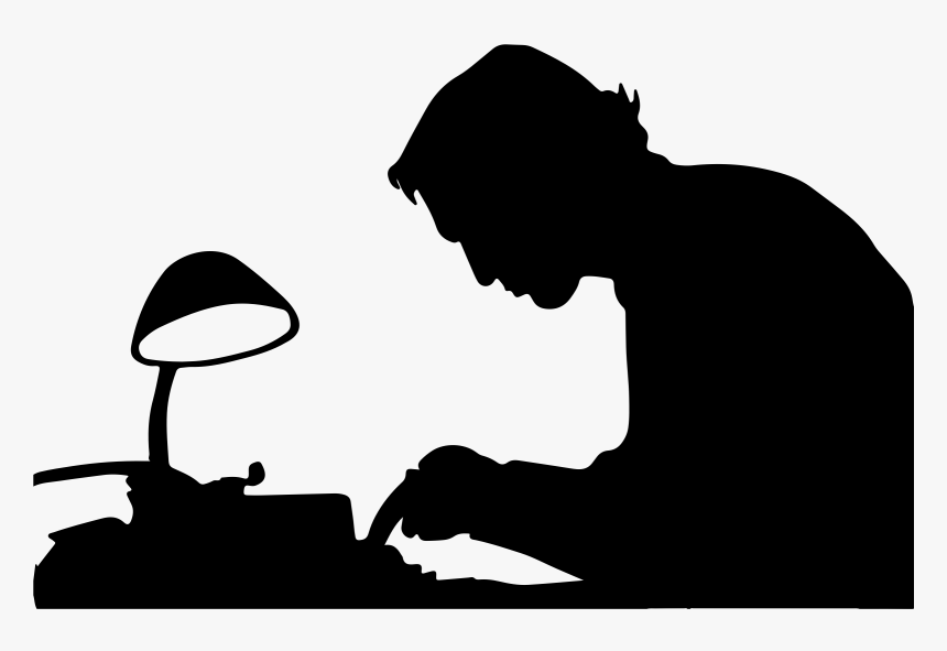 Man Typing Silhouette Clip Arts - Writer Silhouette Png, Transparent Png