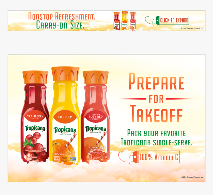 Tropicana Single Serve Airport Promotion Expandable - Glass Bottle, HD Png Download