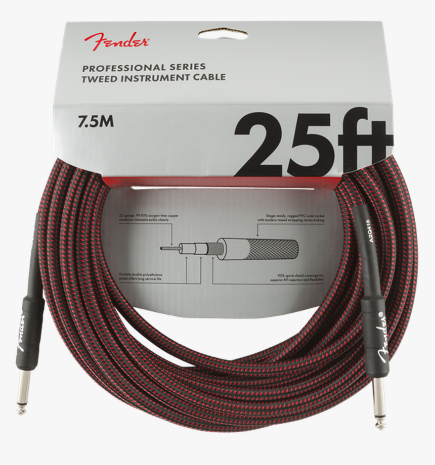 Fender Professional Series Instrument Cable, 25 , Red, HD Png Download