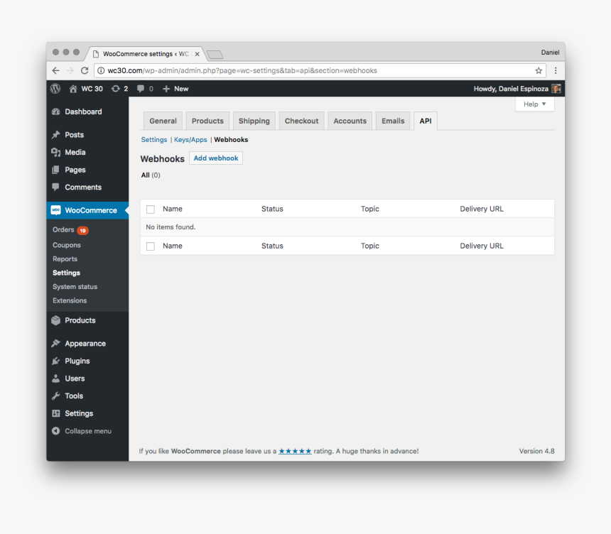 This Is The Empty Woocommerce Webhooks Settings Page - Placeholder For File Upload, HD Png Download