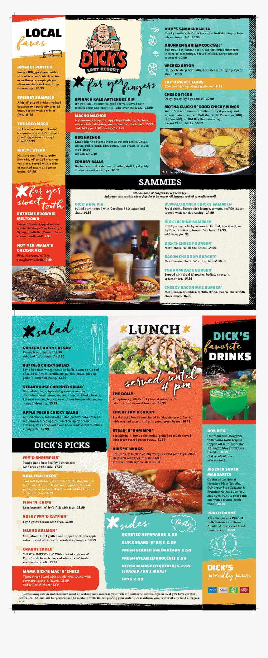 Dick's Last Resort Menu Pigeon Forge, HD Png Download